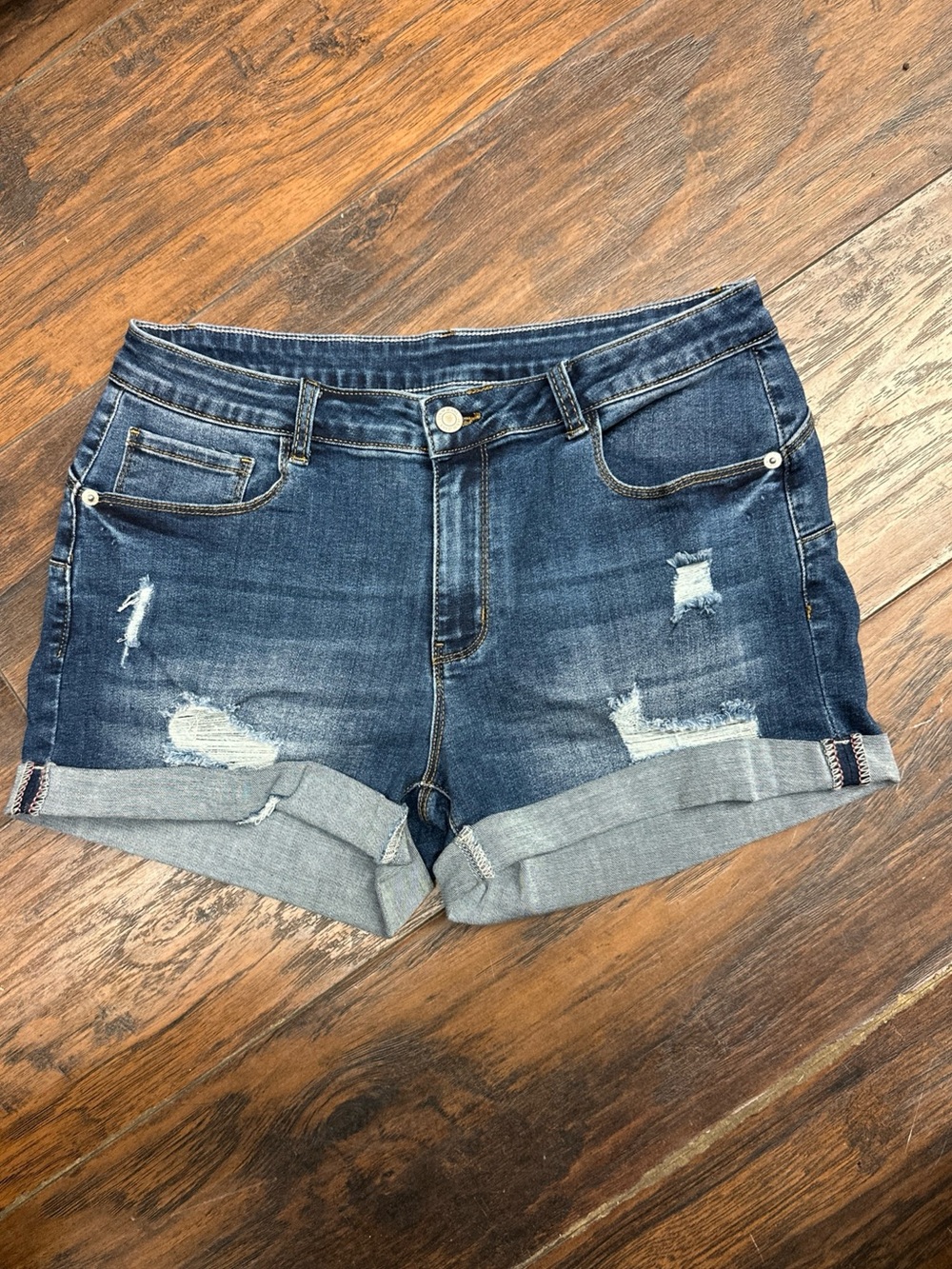 Dark Blue Denim Distressed Women’s Shorts <<<373>>>> - Picture 1 of 6